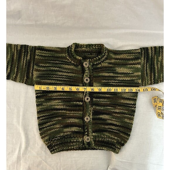 1-2T Boy Khaki, Hand Knitted Baby/Toddler Cardigan Sweater Warm, Soft & Comf - Picture 2 of 8